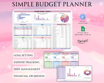 Google Sheets Budget Spreadsheet Full Year Financial Planner, Monthly Budgeting, Financial Tracker, Bill & Expense Tracker, Debt Repayment