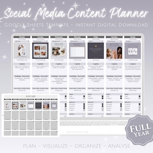2026 Social Media Organizer, Social Media Content Planner, Content Calendar Tracker, Digital Marketing Spreadsheet, Google Sheets Template
