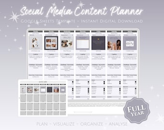 2026 Social Media Organizer, Social Media Inhaltsplaner, Inhalt Kalender Tracker, Digitales Marketing Tabelle, Google Sheets Vorlage