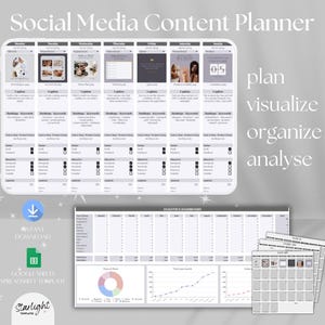 Organizzatore di social media per l'intero anno, pianificatore di contenuti per i social media, calendario dei contenuti 2025, foglio di calcolo per il marketing digitale, modello di Google Fogli