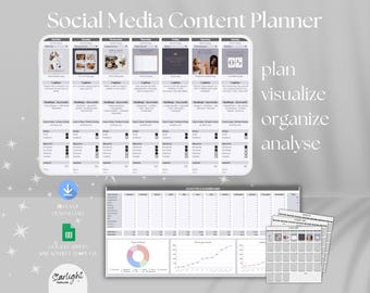 Ganzjahres Social Media Organizer, Social Media Content Planer, Inhalt Kalender 2026, Digital Marketing Tabelle, Google Sheets Vorlage