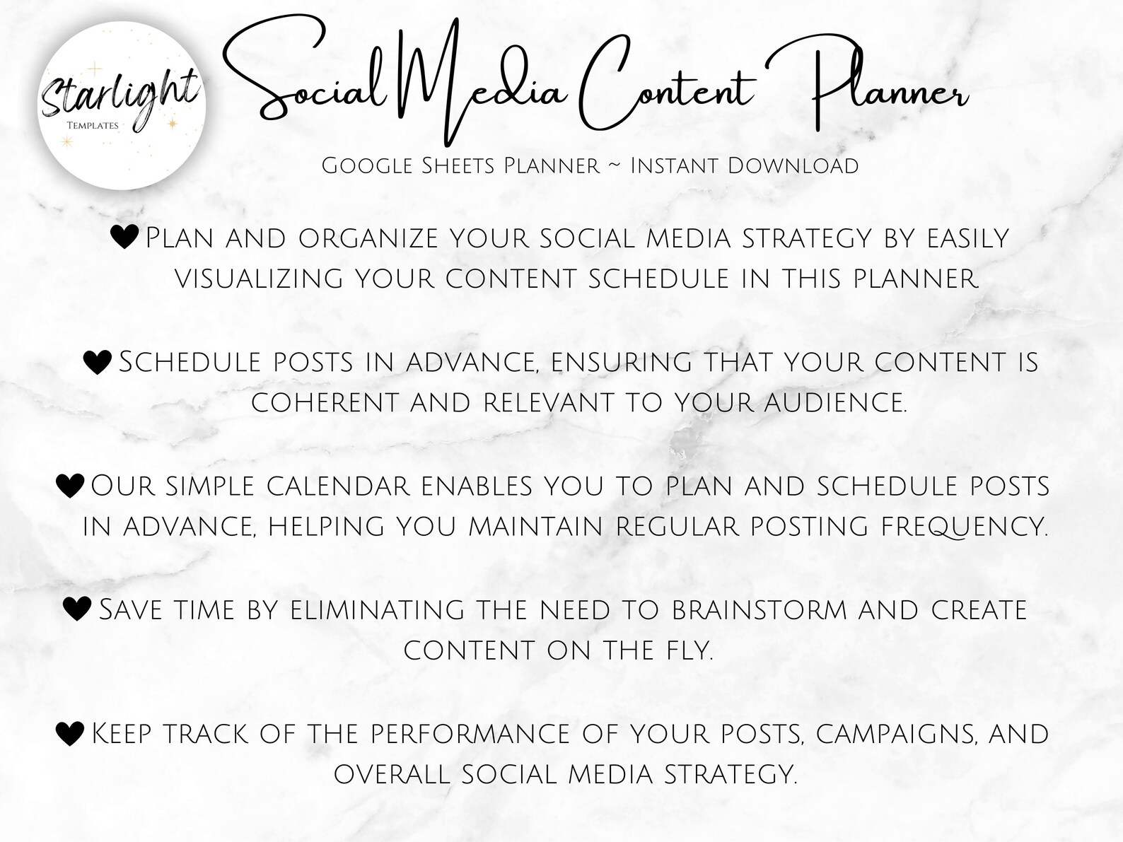 Social Media Content Yearly Planner, Google Sheets Social Media