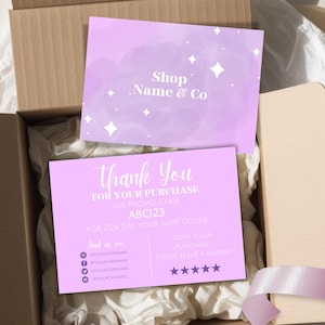 Business Thank You Card Template, Editable Canva Thank You Card, Small Business Packaging Insert, Customer Appreciation, Instant Download