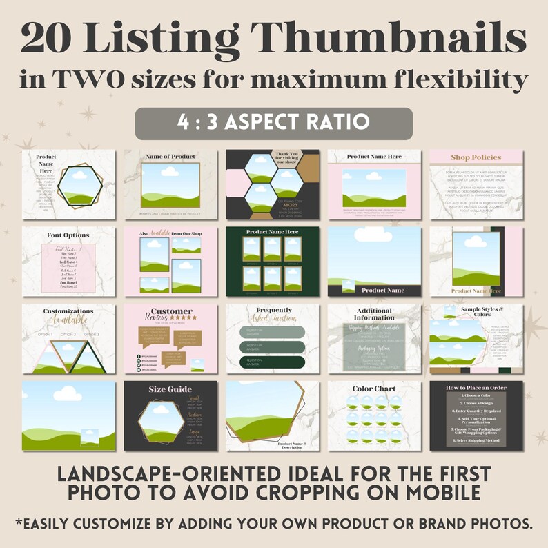 Etsy Shop Kit for Etsy Sellers, Etsy Shop Banners, Shop Icons, Listing Thumbnails, Canva Templates for Etsy Shop, Marble Design, Etsy Shop Setup, Graphics for Small Business
