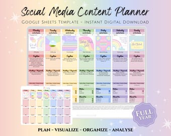 2026 Social Media Content Calendar, Google Sheets Planner Template for Social Media Content, Monthly Batch Content Planner for Socials