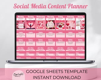 Social Media Content Planner Google Sheets Template Social Media Content Calendar SM Scheduler Tracker Digital Marketing Planner