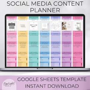 Social Media Content Planner and Tracker, Google Sheets Spreadsheet Template, Social Media Content Calendar, Digital Marketing Planner