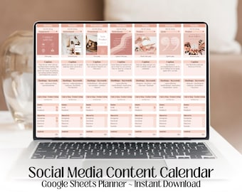Social Media Content Planner Google Sheets Template Social Media Content Calendar Editable Spreadsheet Social Media Calendar Instagram