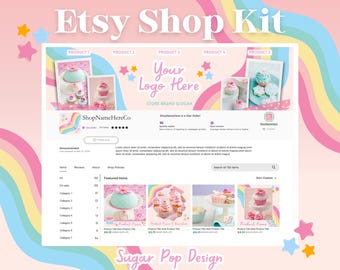 Cute Rainbow Etsy Shop Kit Templates - Etsy Shop Banners, Listing Mockups, Shop Icons & more for Successful Etsy Sellers, Canva Templates