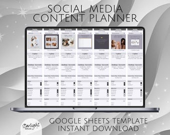 Social Media Content Planner Google Sheets Template Social Media Content Calendar Editable Spreadsheet Social Media Calendar Instagram