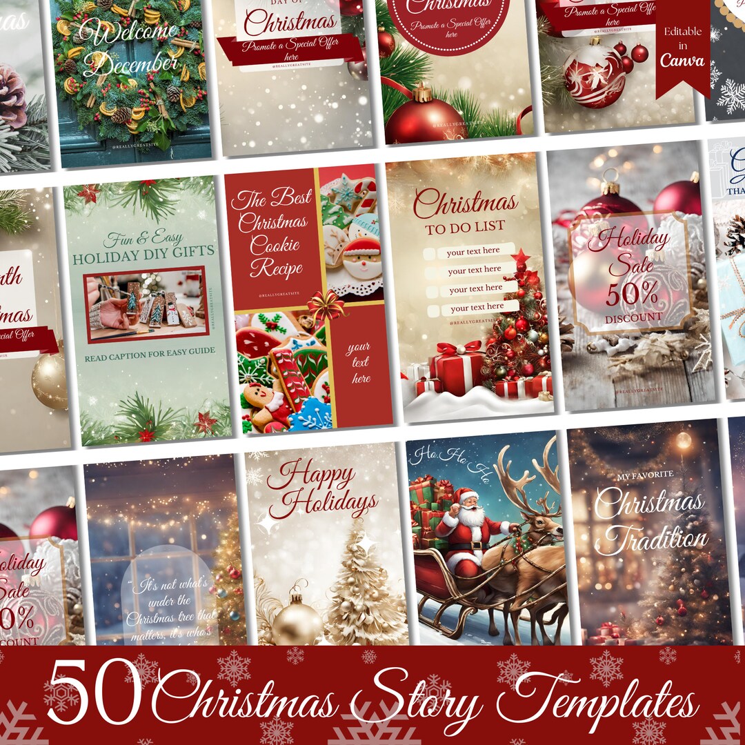 50 Christmas Instagram Story Templates Christmas Social Etsy
