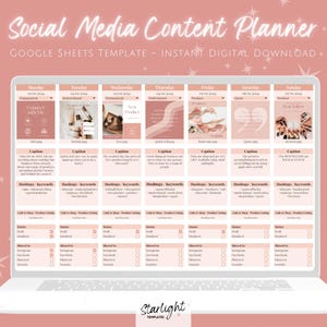 Jaarkalender en planner voor sociale media, spreadsheetsjabloon voor Google Spreadsheets, planner voor sociale media, tracker voor sociale media