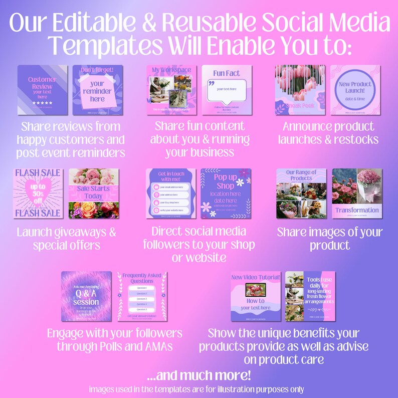 100 Purple Pink Social Media Templates, Instagram Post Template Bundle ...
