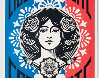 Shepard Fairey (OBEY) – Liberté Egalité Fraternité – handsigned offsetlithograph