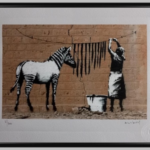 Banksy – Lithograph 'zebra Stripes Washing' - Framed - Etsy