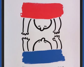 Keith Haring – Lithography The Story of Red and Blue - framed