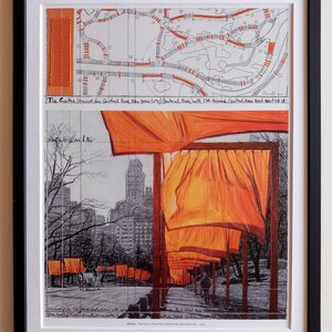 Christo & Jeanne-Claude – The Gates – litografia offset, incorniciata con un grande pezzo di tessuto originale