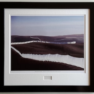 Christo & Jeanne-Claude - Running Fence – offset lithograph, framed with original fabric