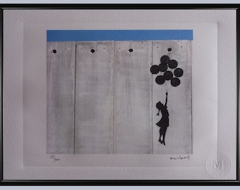 Banksy – Lithograph Flying Balloon Girl - with frame