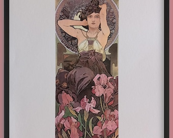 Alphonse Mucha – Lithographie Amethyst - gerahmt