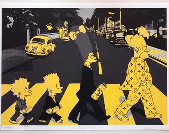 DEATH NYC ビートルズ × ザ・シンプソンズ シルクスクリーン Death NYC – the Simpsons on Abbey Road – Original Silkscreen With