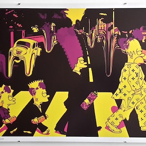 Morte NYC – Simpsons na Abbey Road – Serigrafia original com moldura