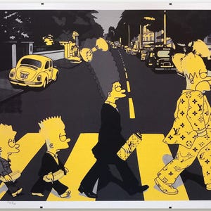 Morte NYC – Simpsons na Abbey Road – Serigrafia original com moldura