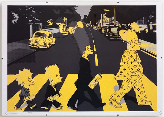 DEATH NYC ビートルズ × ザ・シンプソンズ シルクスクリーン Death NYC – the Simpsons on Abbey Road – Original Silkscreen With