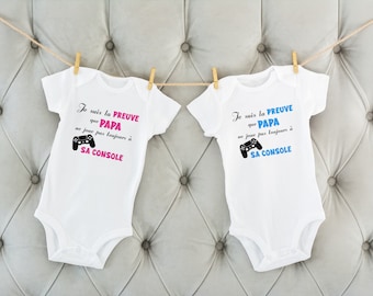 Body en Coton Bébé " Je suis la preuve que... "- Cadeau de naissance - Cadeau Anniversaire - Body pour bébé - Body Console - Papa Gamer