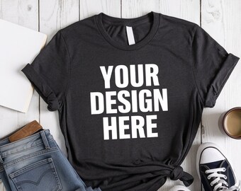 Bella Canvas 3001 Mockup, Heather Black Bella Canvas 3001 Flat Lay Mockup, Bella Canvas 3001 Mockup, Unisex Tee Mockup, Bella Canvas Mockup