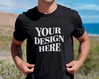 Black Bella Canvas 3001 Mockup, Black Bella Canvas 3001, Bella Canvas Mockups, BC 3001 Mockup, Mens Tshirt Mockup, Male Model Mockup