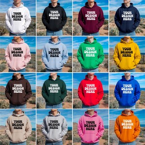 Gildan 18500 Hoodie Mockup Bundle, Hooded Sweatshirt Mockup Bundle, Pullover Sweatshirt Mockup, Male Model Hoodie Mockup, Instant Download