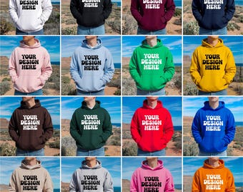 27X Gildan 18500 Hoodie Mockup Bundle, Hooded Sweatshirt Mockup Bundle,Pullover Sweatshirt Mockup, Male Model Hoodie Mockup,Instant Download