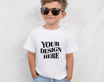 Maquettes en toile Bella blanche 3001T, maquette pour enfants en toile Bella, maquette de t-shirt pour enfants en toile Bella 3001T, maquette de chemise pour tout-petits en toile Bella 3001T