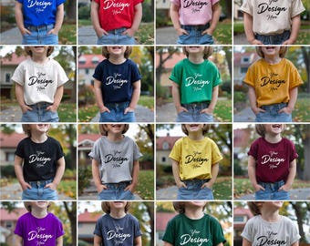 Pacote de mockups Bella Canvas 3001T para crianças, mockups Bella Canvas para crianças, Bella Canvas 3001T, mockups Bella Canvas para crianças, mockups de camisas infantis