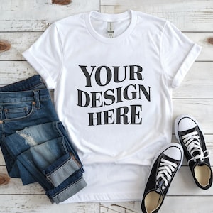 Gildan 64000 Mockup, Gildan 64000 White Mockup, T-Shirt Mock Up, White Shirt Mockup, Modern Mockups, Gildan 64000 Flat Lay Mockups