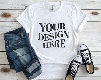 Gildan 64000 Mockup, Gildan 64000 White Mockup, T-Shirt Mock Up, White Shirt Mockup, Modern Mockups, Gildan 64000 Flat Lay Mockups