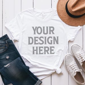 Bella Canvas 3001 Mockup, White Bella Canvas 3001 Flat Lay Mockup, White Bella Canvas 3001 Mockup, Unisex Tee Mockup, Bella Canvas Mockup