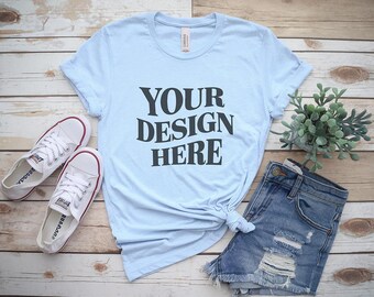 Bella Canvas 3001 Mockup| light blue Bella Canvas 3001| Flat Lay Mockup| Flat Bella Canvas 3001 Mockup| light blue Bella Canvas 3001 Mockups