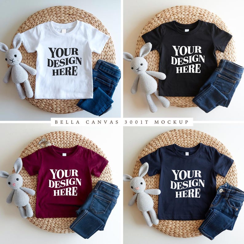 Showcase your designs with this premium Bella Canvas 3001T kids mockup bundle, featuring 16 high-resolution flat lay mockups in a wide range of colors. These mockups are perfect for designers, Etsy sellers, and print-on-demand (POD) businesses looking to professionally present their youth apparel designs. Each flat lay mockup displays the Bella Canvas 3001T toddler/youth tee in a clear, minimalistic overhead style, allowing your design to be the focus. These are JPG-only files.