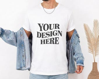 Maquette de t-shirt blanc Comfort Colors 1717, maquette Comfort Colors 1717, maquette de t-shirt minimaliste CC1717, maquette Comfort Colors, maquette C1717
