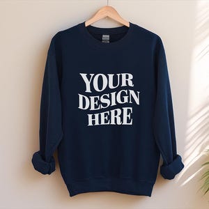 Sweatshirt Gildan 18000 Mockup, Hanging Gildan 18000 Mockup, Navy Gildan 18000 Heavy Blend Crewneck Sweatshirt Mockup, Gildan 18000 Mockup