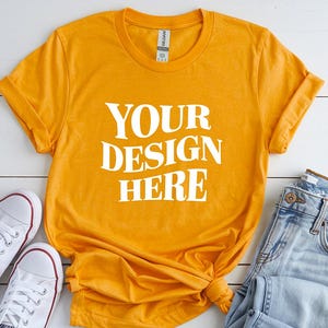 Gildan 64000 Mockup, Gold Gildan 64000 Flat Lay Mockup, Gold Gildan 64000 Tshirt Flat Lay Mockup, G640 Flatlay Mockup, Gildan 64000 Tshirt