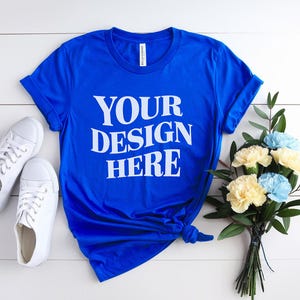 Bella Canvas 3001 Mockup| True Royal Bella Canvas 3001| Flat Lay Mockup| Flat Lay Bella Canvas 3001 Mockup| Bella Canvas 3001 Mockups