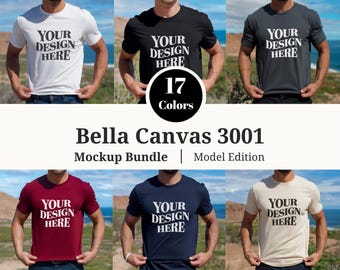 Maqueta Bella Canvas 3001, maqueta masculina, maquetas Bella Canvas para hombre, maqueta BC 3001, maqueta de camiseta para hombre, maqueta de modelo masculino