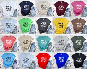 29X Gildan 64000 Mockup Bundle, Gildan 64000 Flat Lay Mockups, Gildan 64000 Tshirt Flat Lay Mockup Bundle, G640 Flatlay Mock-up Bundle