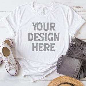 Bella Canvas 3001 Mockup, White Bella Canvas 3001 Flat Lay Mockup, White Bella Canvas 3001 Mockup, Unisex Tee Mockup, Bella Canvas Mockup