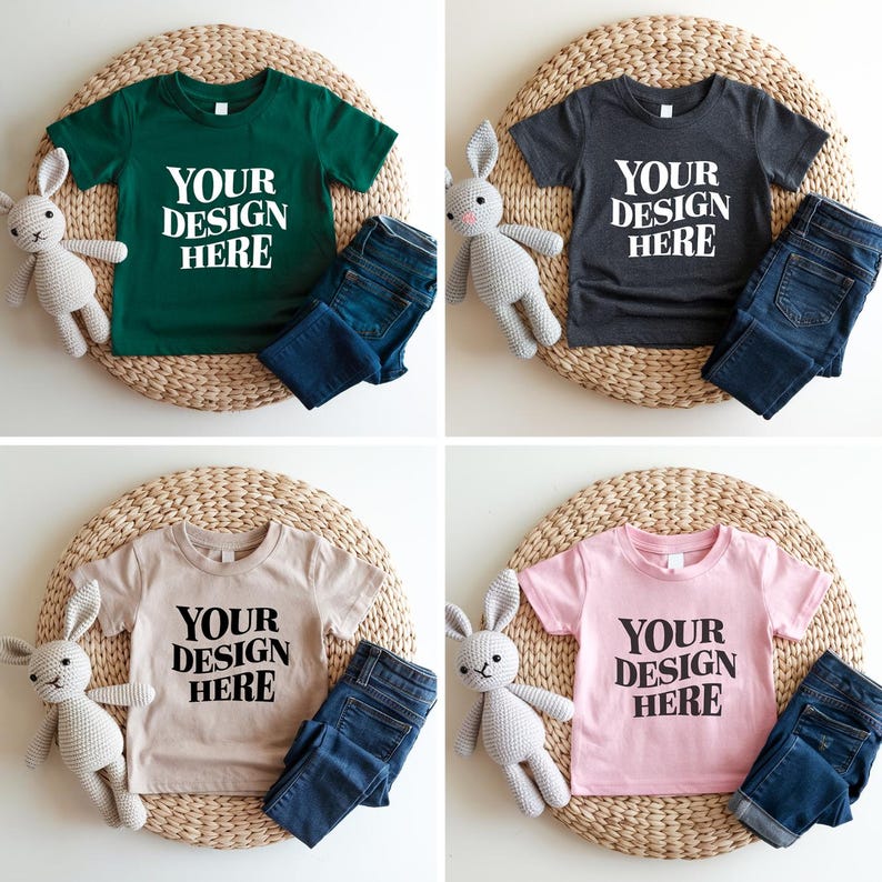 Showcase your designs with this premium Bella Canvas 3001T kids mockup bundle, featuring 16 high-resolution flat lay mockups in a wide range of colors. These mockups are perfect for designers, Etsy sellers, and print-on-demand (POD) businesses looking to professionally present their youth apparel designs. Each flat lay mockup displays the Bella Canvas 3001T toddler/youth tee in a clear, minimalistic overhead style, allowing your design to be the focus. These are JPG-only files.