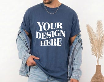 Navy Comfort Colors 1717 T-shirt Mockup, Comfort Colors 1717 Mockup, CC1717 Minimalist Tee Mockup, Comfort Colors Mockup, C1717 Mockup