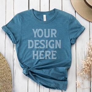 Bella Canvas 3001 Mockup, heather deep teal Bella Canvas 3001 Flat Lay Mockup, Bella Canvas 3001 Shirt Mockup, Flat Lay Bella Canvas Mockups